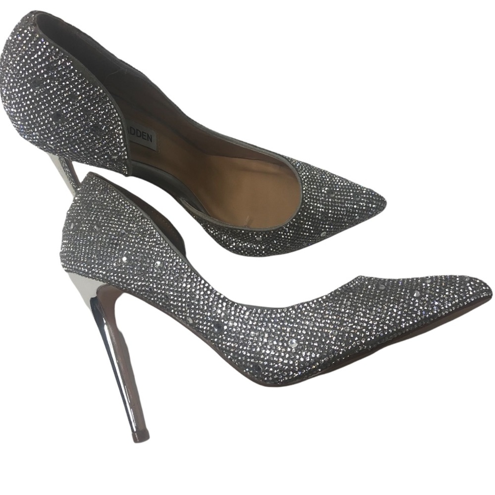 Steve Madden rhinestone silver pump heels Sz 5.5